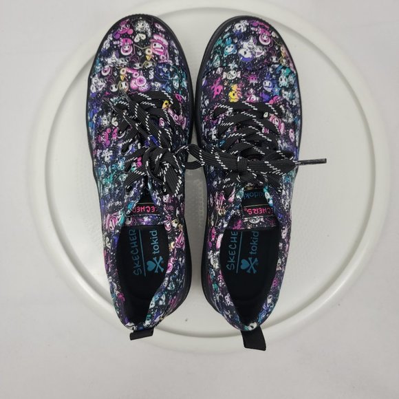SKECHERS TOKIDOKI Womens 7.5 Shoes Roadies TOKIROADIE Black Multi Sneakers Cute - Picture 6 of 11